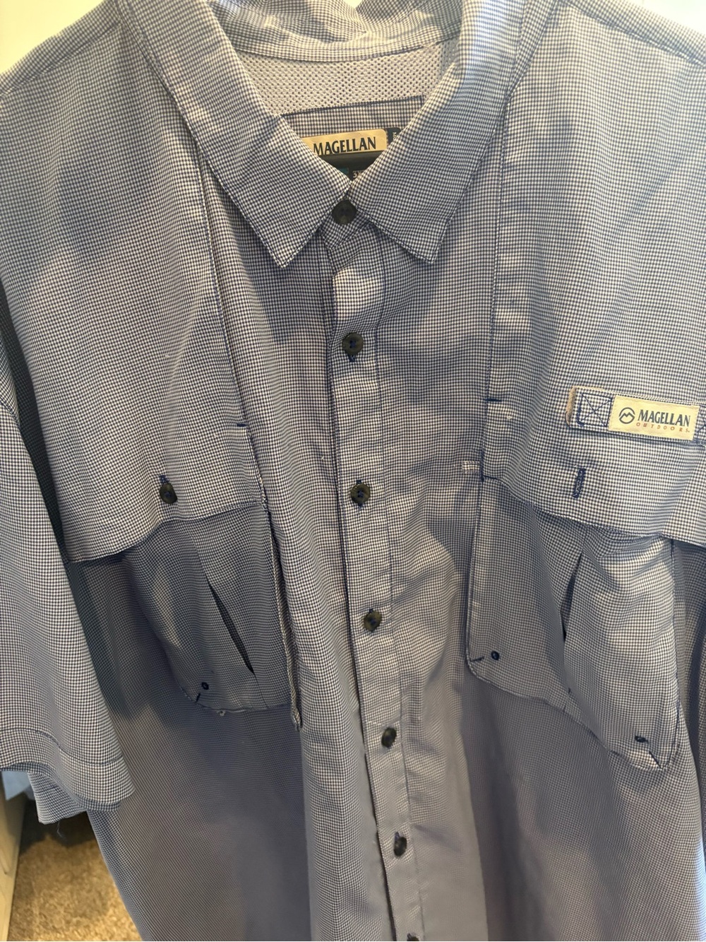 Magellan Outdoors Men’s Short Sleeve Button-Down Shirt - Blue - Picture 5 of 5